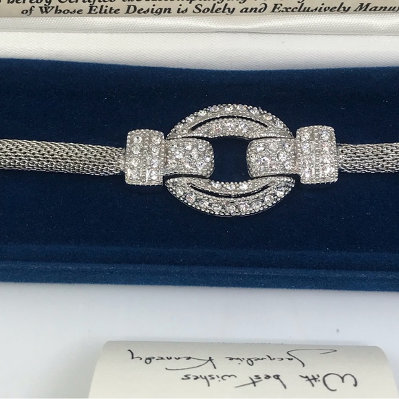 Camrose & Kross Rhodium Plated Mesh Bracelet With Crystals JBK - Picture 4 of 11
